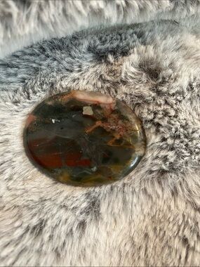Polished Multicolor Jasper Palm Stone - Green & Red Tones
